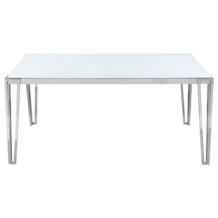 Pauline Rectangular 64-inch Glass Top Dining Table Chrome - Walo Furniture 