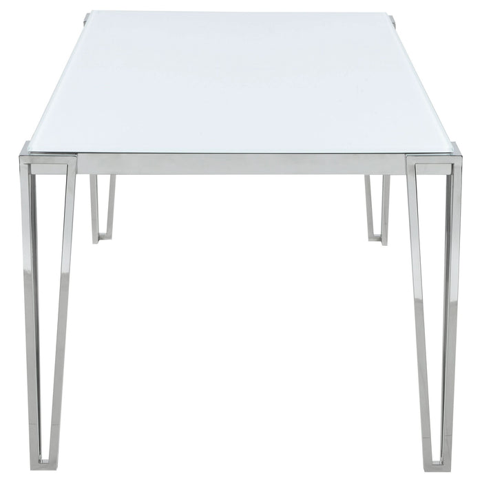 Pauline Rectangular 64-inch Glass Top Dining Table Chrome - Walo Furniture 