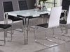 Pauline Rectangular 64-inch Glass Top Dining Table Chrome - Walo Furniture 