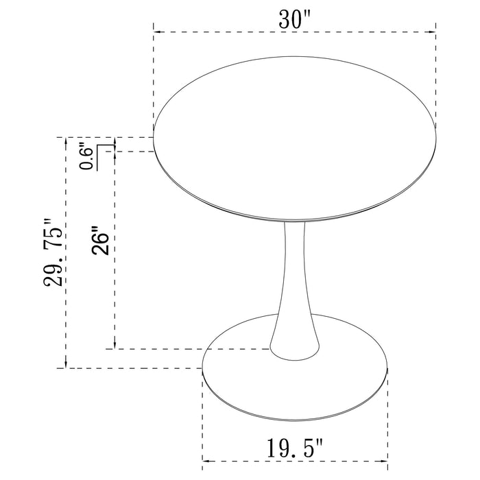 Arkell Round 30-inch Faux Marble Top Dining Table White - Walo Furniture 