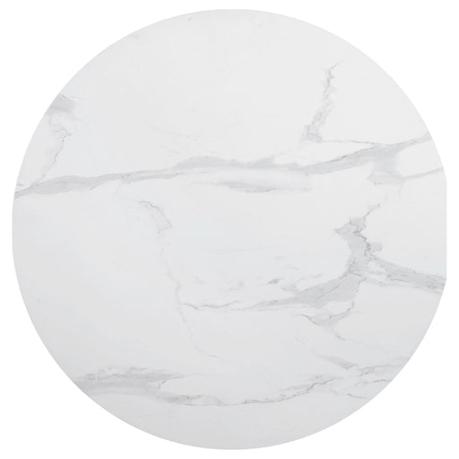 Arkell Round 40-inch Faux Marble Top Dining Table White - Walo Furniture 