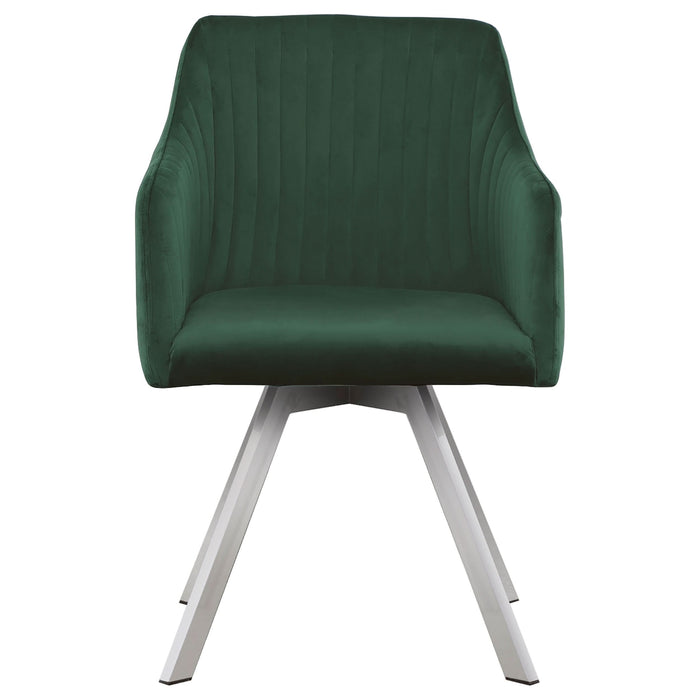 Arika Velvet Upholstered Swivel Dining Arm Chair Green