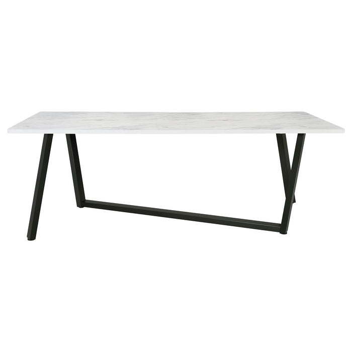 Mayer Rectangular 87-inch Faux Marble Dining Table White