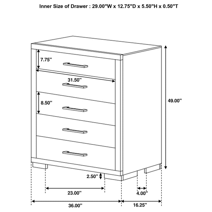 Jessica 5-piece Eastern King LED Bedroom Set Cappuccino - Walo Furniture 