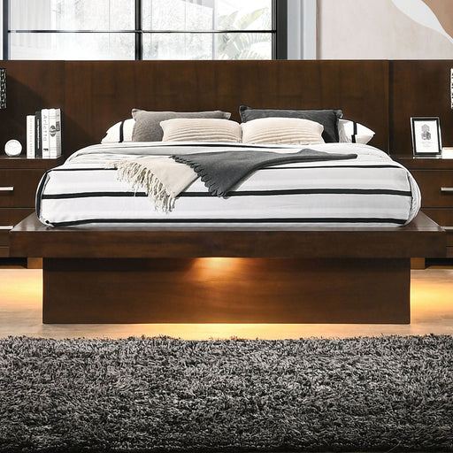 Jessica Wood Queen LED Panel Bed Cappuccino - Walo Furniture 