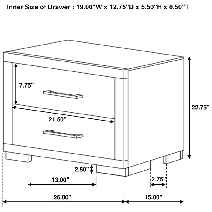 Jessica 2-drawer Nightstand Cappuccino - Walo Furniture 