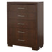 Jessica 5-drawer Bedroom Chest Cappuccino - Walo Furniture 