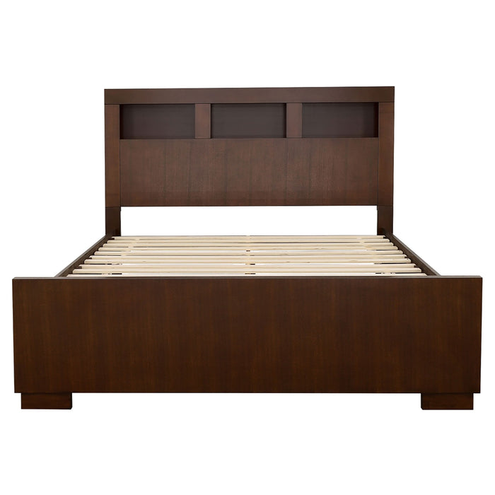 Jessica 5-piece California King Bedroom Set Cappuccino - Walo Furniture 