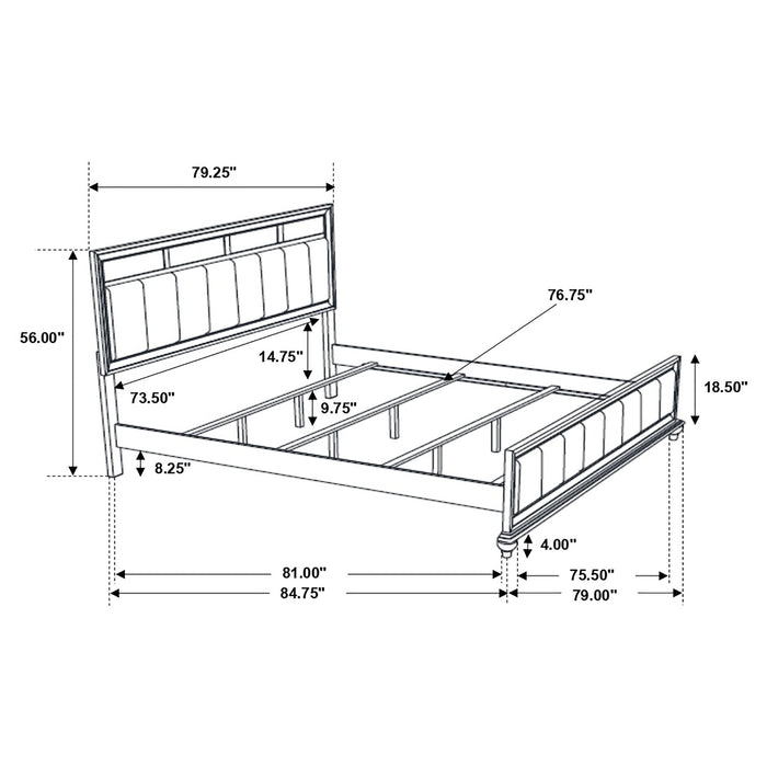 Barzini 4-piece Eastern King Bedroom Set Black - Walo Furniture 