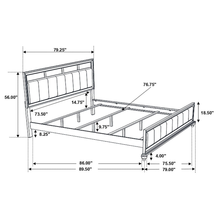 Barzini Wood California King Panel Bed Black - Walo Furniture 