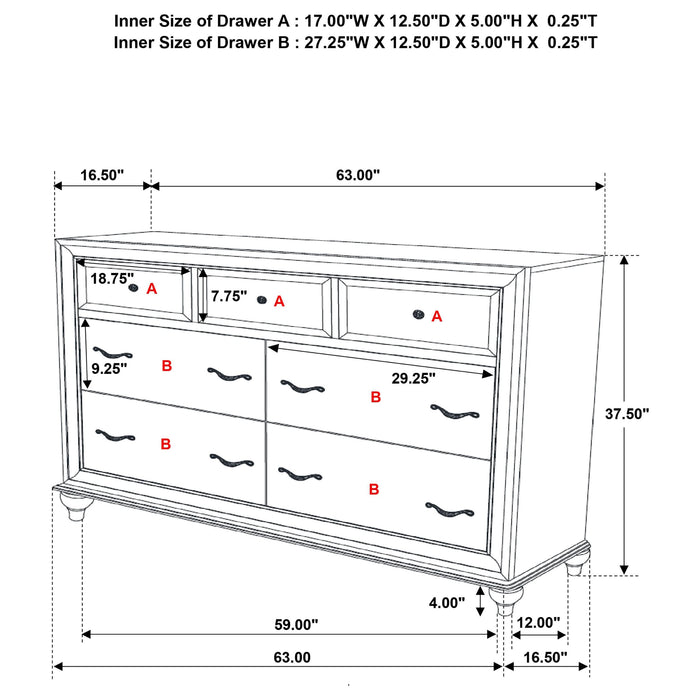 Barzini 7-drawer Dresser Black - Walo Furniture 