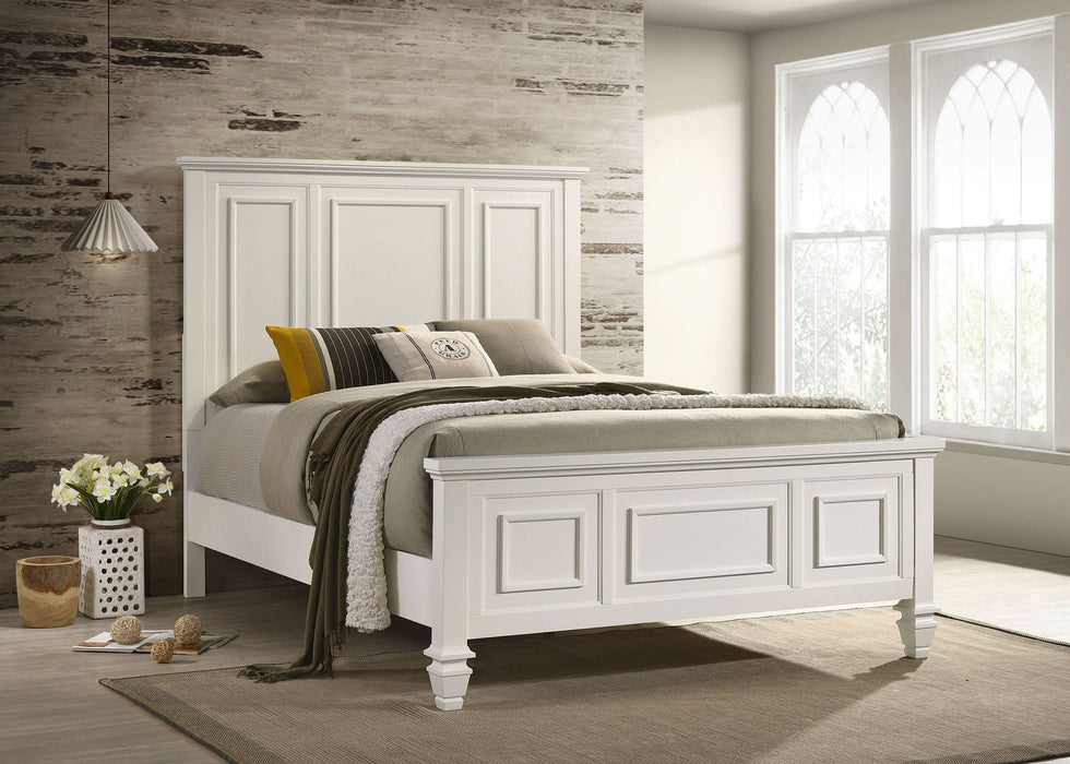 Sandy Beach Wood Queen Panel Bed Cream White - Walo Furniture 