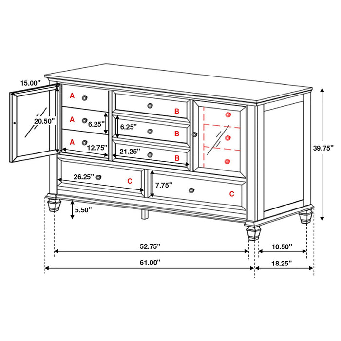 Sandy Beach 11-drawer Dresser Cream White - Walo Furniture 