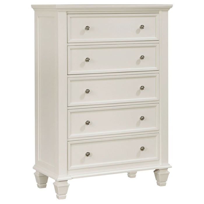 Sandy Beach 5-drawer Bedroom Chest Cream White - Walo Furniture 