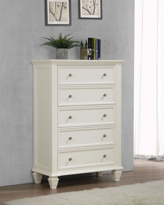 Sandy Beach 5-drawer Bedroom Chest Cream White - Walo Furniture 