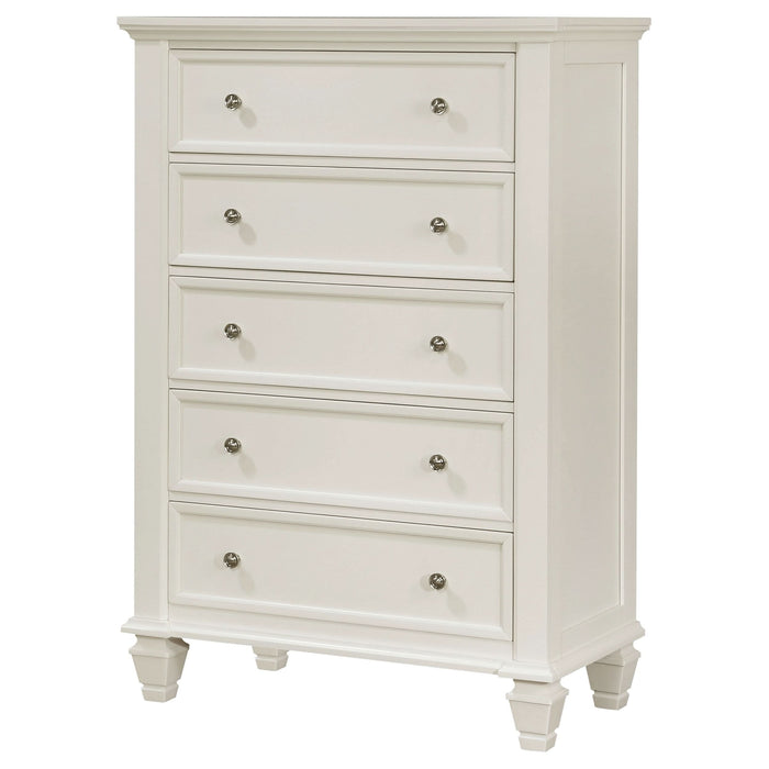 Sandy Beach 5-drawer Bedroom Chest Cream White - Walo Furniture 