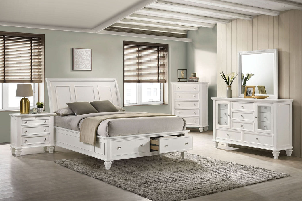 Sandy Beach 5-piece Eastern King Bedroom Set Cream White - Walo Furniture 