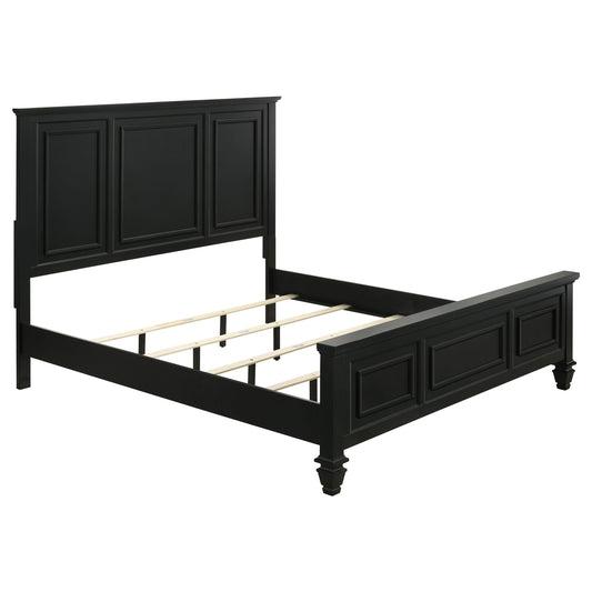 Sandy Beach Wood Queen Panel Bed Black - Walo Furniture 