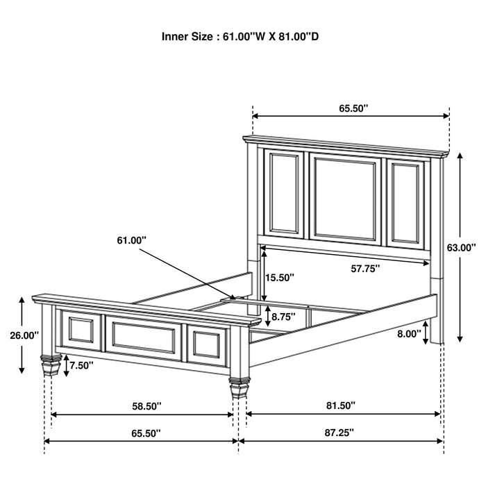 Sandy Beach Wood Queen Panel Bed Black - Walo Furniture 