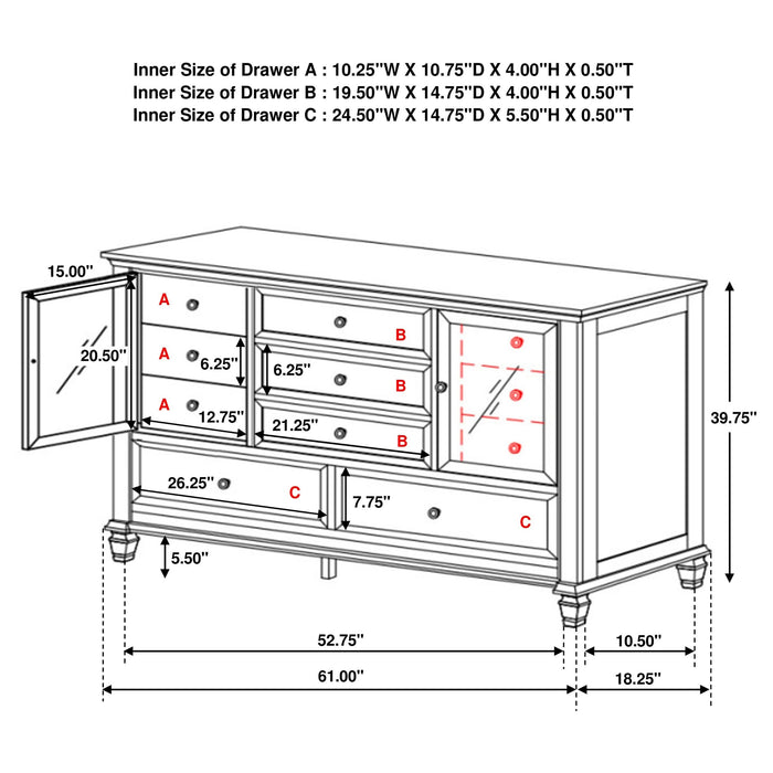 Sandy Beach 11-drawer Dresser Black - Walo Furniture 