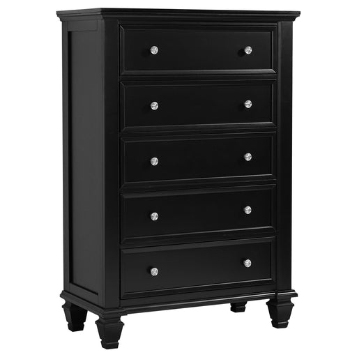 Sandy Beach 5-drawer Bedroom Chest Black - Walo Furniture 