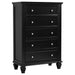 Sandy Beach 5-drawer Bedroom Chest Black - Walo Furniture 