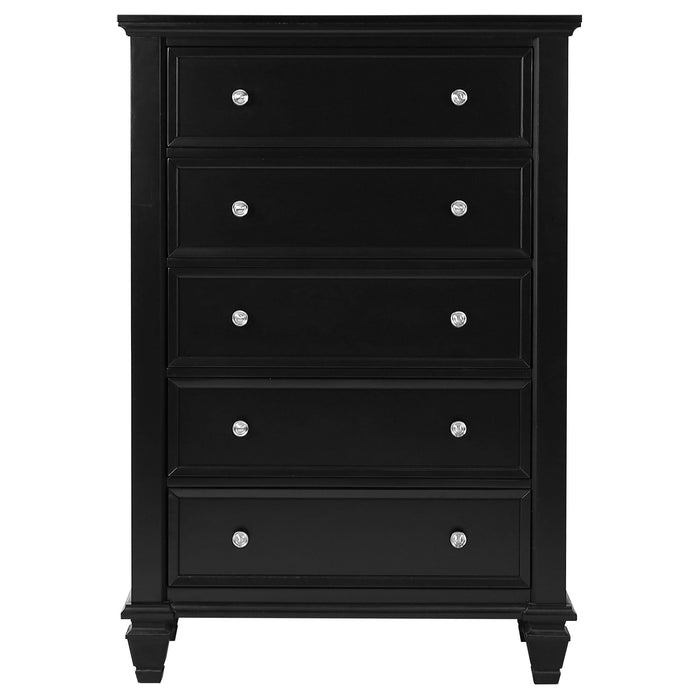 Sandy Beach 5-drawer Bedroom Chest Black - Walo Furniture 