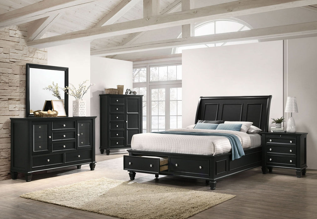 Sandy Beach Wood Eastern King Storage Panel Bed Black - Walo Furniture 