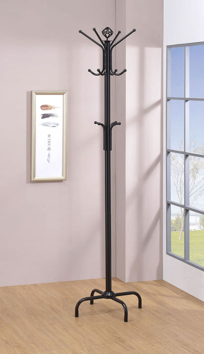 Collier 12 Hook Freestanding Coat Rack Hat Hanger Black - Walo Furniture 