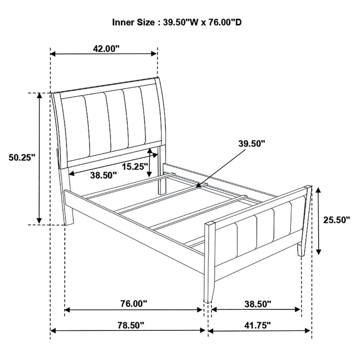 Carlton Wood Twin Panel Bed Cappuccino - Walo Furniture 