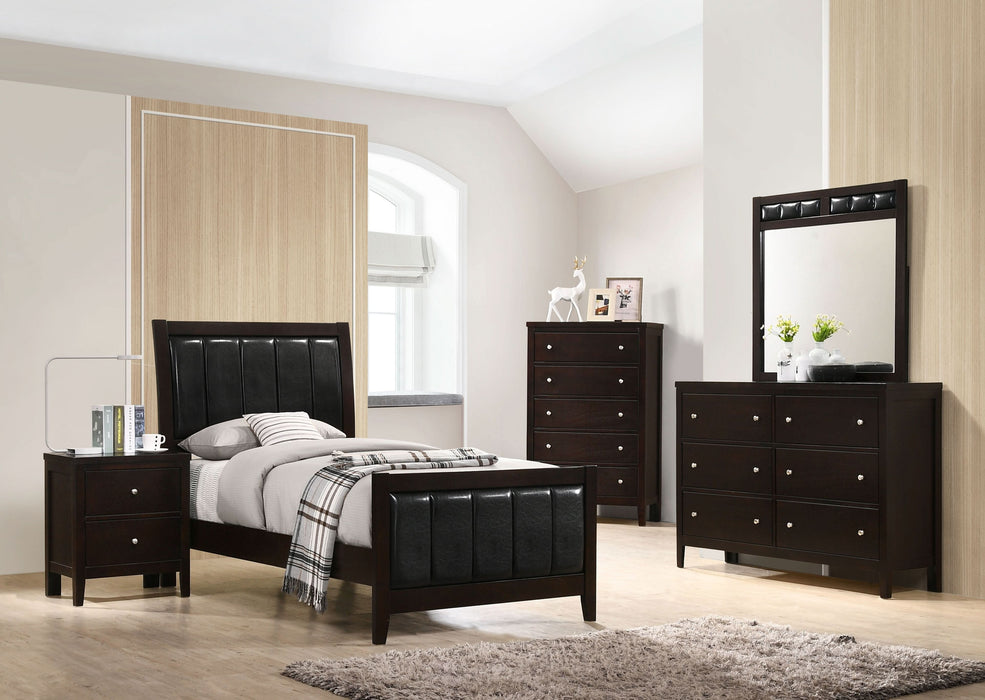 Carlton Wood Twin Panel Bed Cappuccino - Walo Furniture 