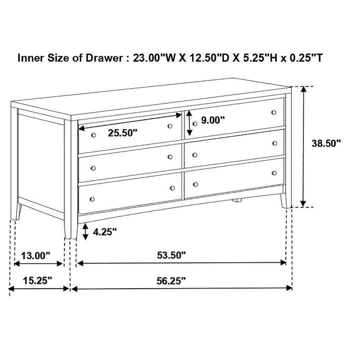 Carlton 6-drawer Dresser Cappuccino - Walo Furniture 