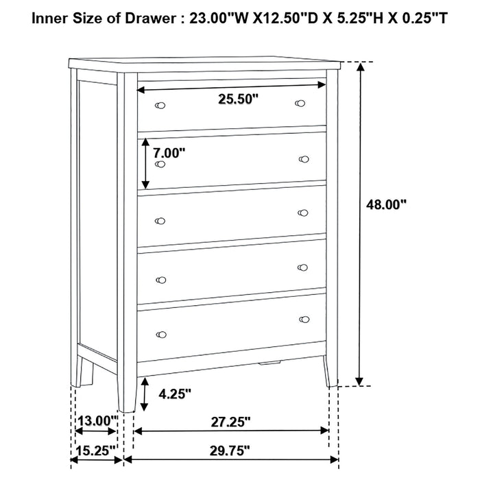 Carlton 5-drawer Bedroom Chest Cappuccino - Walo Furniture 