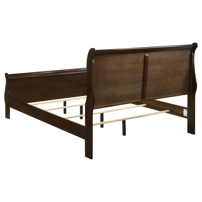 Louis Philippe Wood Full Sleigh Bed Cappuccino - Walo Furniture 