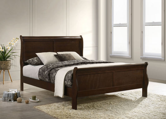 Louis Philippe Wood Full Sleigh Bed Cappuccino - Walo Furniture 