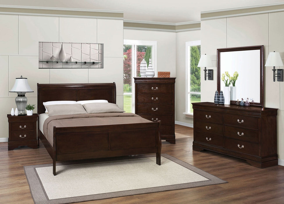 Louis Philippe Wood Full Sleigh Bed Cappuccino - Walo Furniture 