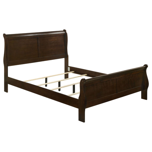 Louis Philippe Wood Eastern King Sleigh Bed Cappuccino - Walo Furniture 