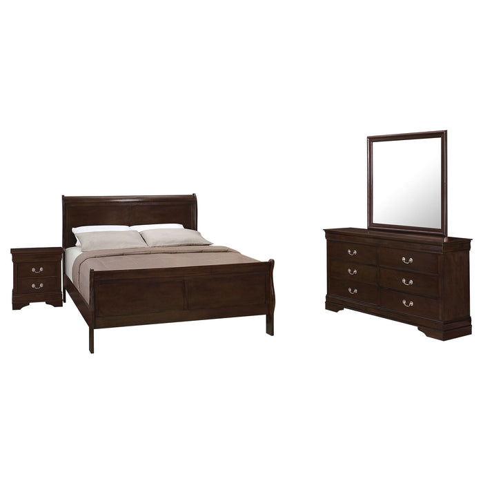 Louis Philippe 4-piece Eastern King Bedroom Set Cappuccino - Walo Furniture 