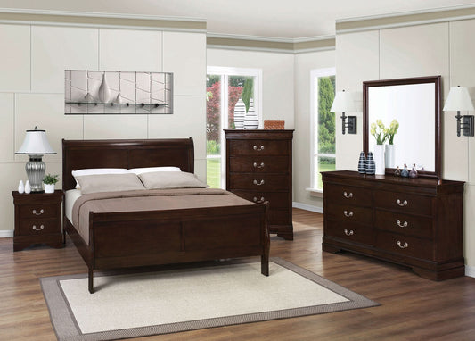 Louis Philippe 4-piece Eastern King Bedroom Set Cappuccino - Walo Furniture 