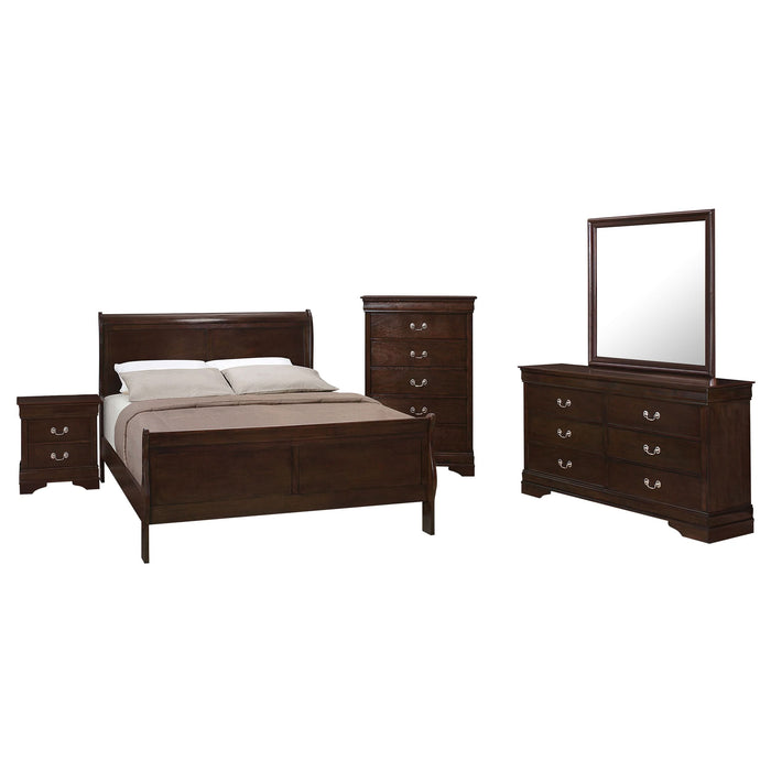 Louis Philippe 5-piece Eastern King Bedroom Set Cappuccino - Walo Furniture 