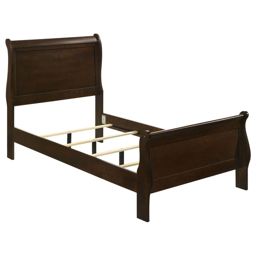 Louis Philippe Wood Twin Sleigh Bed Cappuccino - Walo Furniture 