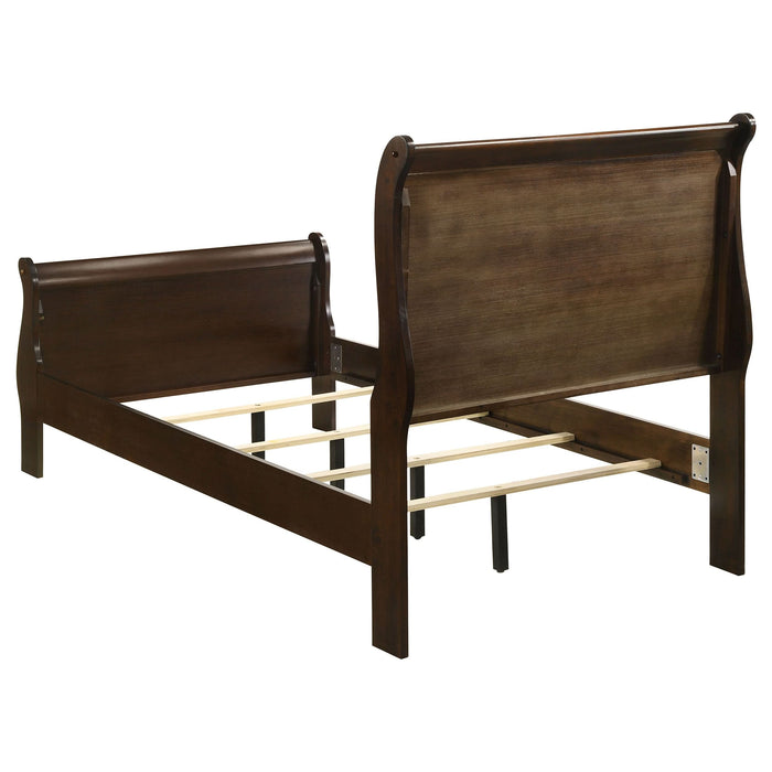 Louis Philippe Wood Twin Sleigh Bed Cappuccino - Walo Furniture 