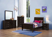 Louis Philippe Wood Twin Sleigh Bed Cappuccino - Walo Furniture 