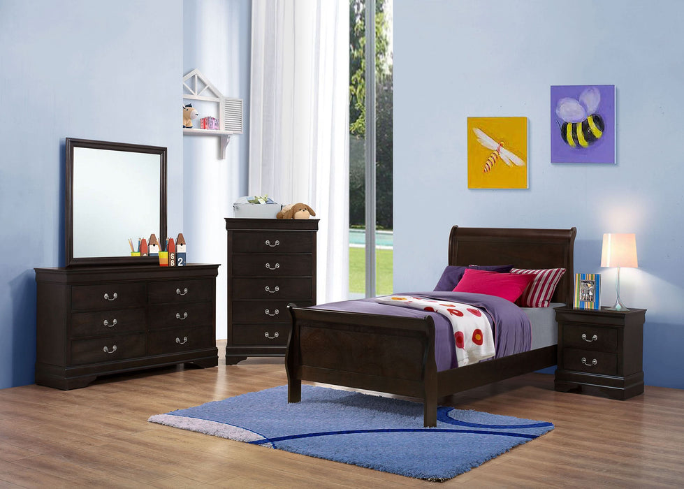 Louis Philippe 5-piece Twin Bedroom Set Cappuccino - Walo Furniture 