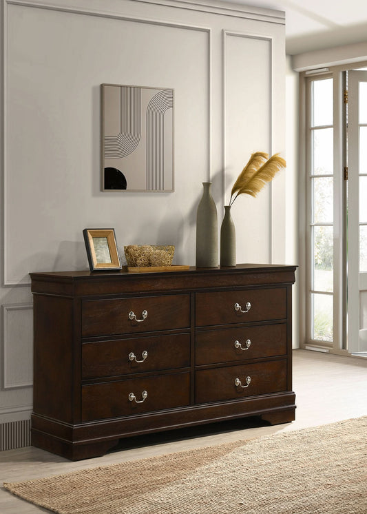 Louis Philippe 6-drawer Dresser Cappuccino - Walo Furniture 