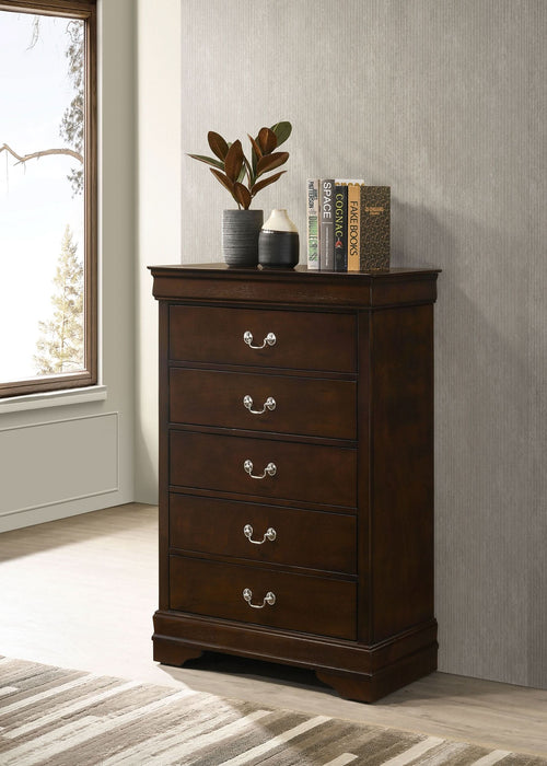 Louis Philippe 5-drawer Bedroom Chest Cappuccino - Walo Furniture 