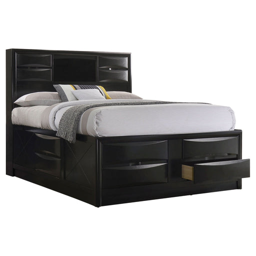 Briana Wood Eastern King Storage Bookcase Bed Black - Walo Furniture 