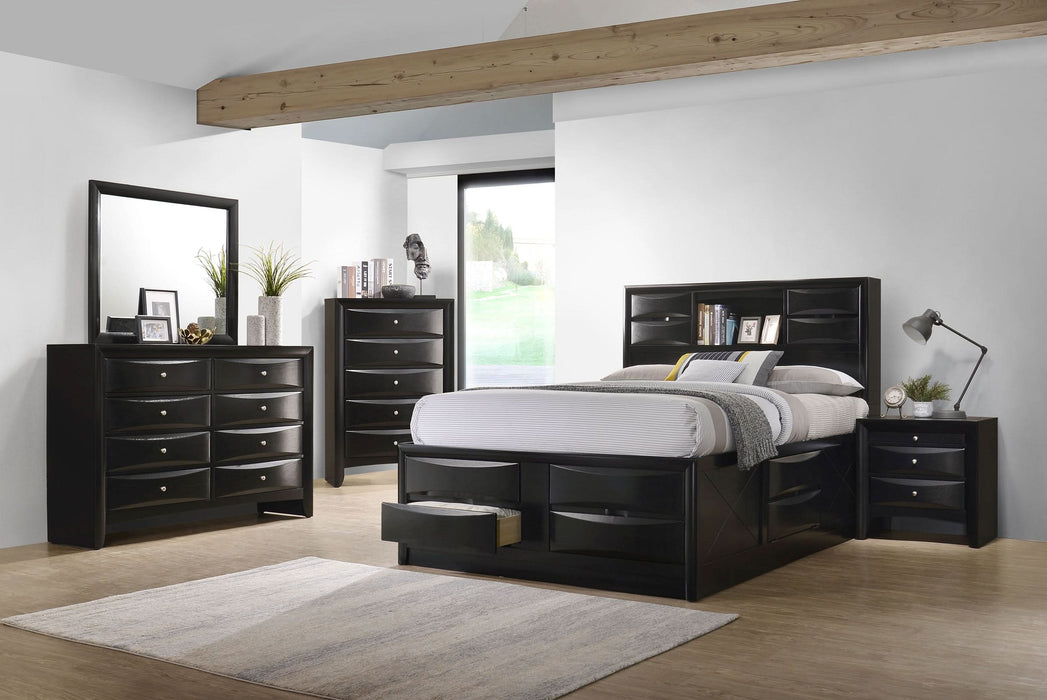 Briana Wood California King Storage Bookcase Bed Black - Walo Furniture 