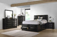 Briana Wood California King Storage Bookcase Bed Black - Walo Furniture 