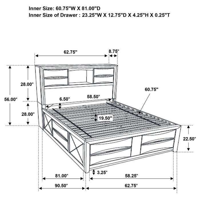 Briana Wood Queen Storage Bookcase Bed Black - Walo Furniture 